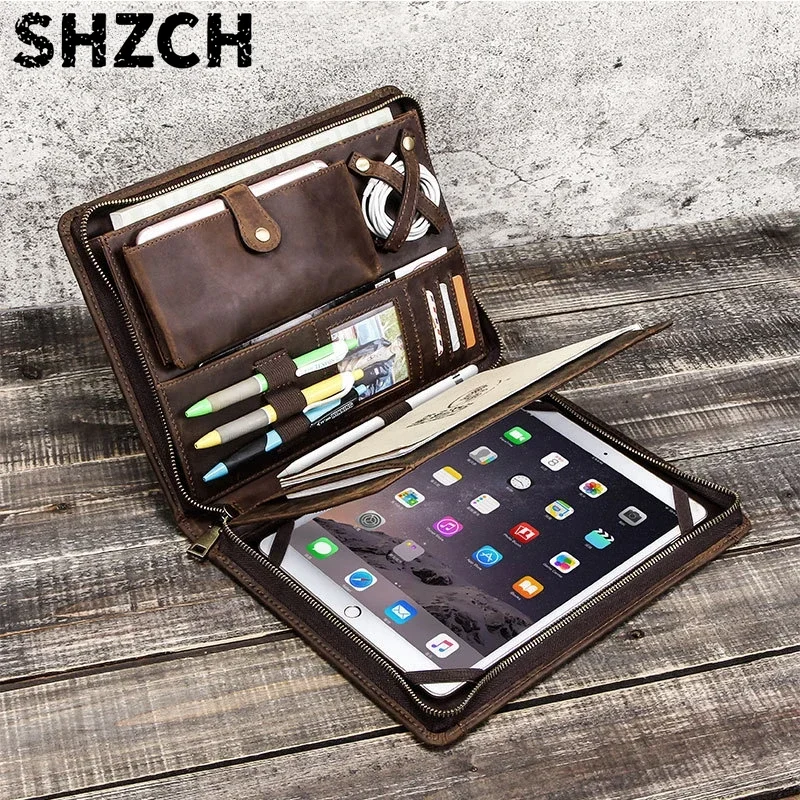 Tablet Tech Accessories - Leder-Tablet-Aufbewahrungstasche für Apple iPad mit Reißverschluss