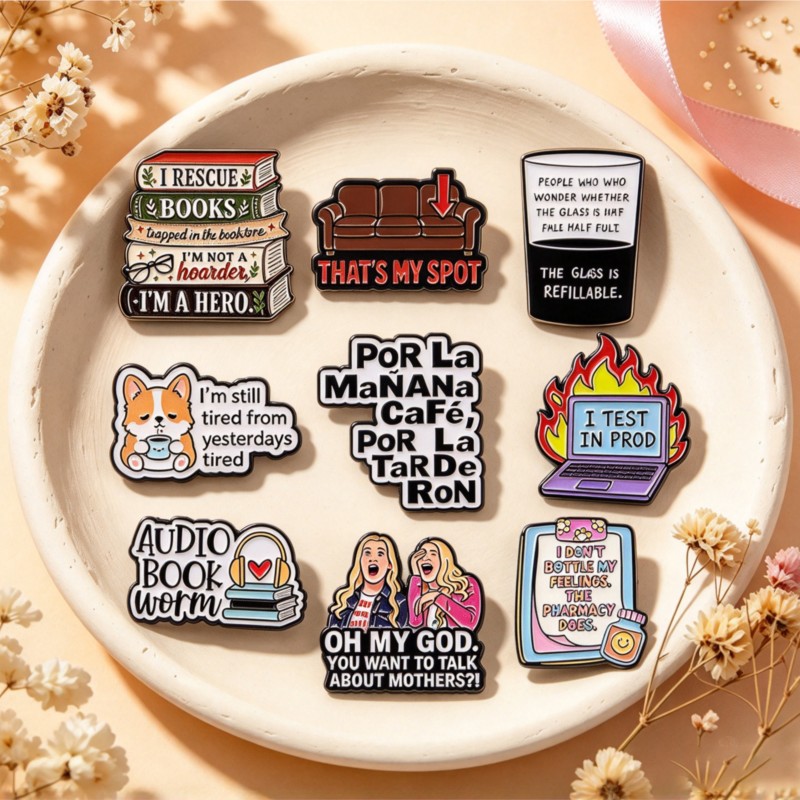 Tablet Cute Accessories - Niedliche, lustige Emaille-Anstecker mit Zitaten, Motiven