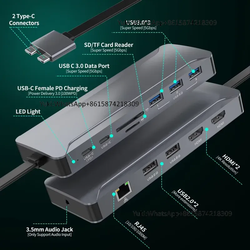 Usb Hub Type C - Meistverkaufte Dual-Display-Dockingstation mit Typ-C zu 4K30HZ