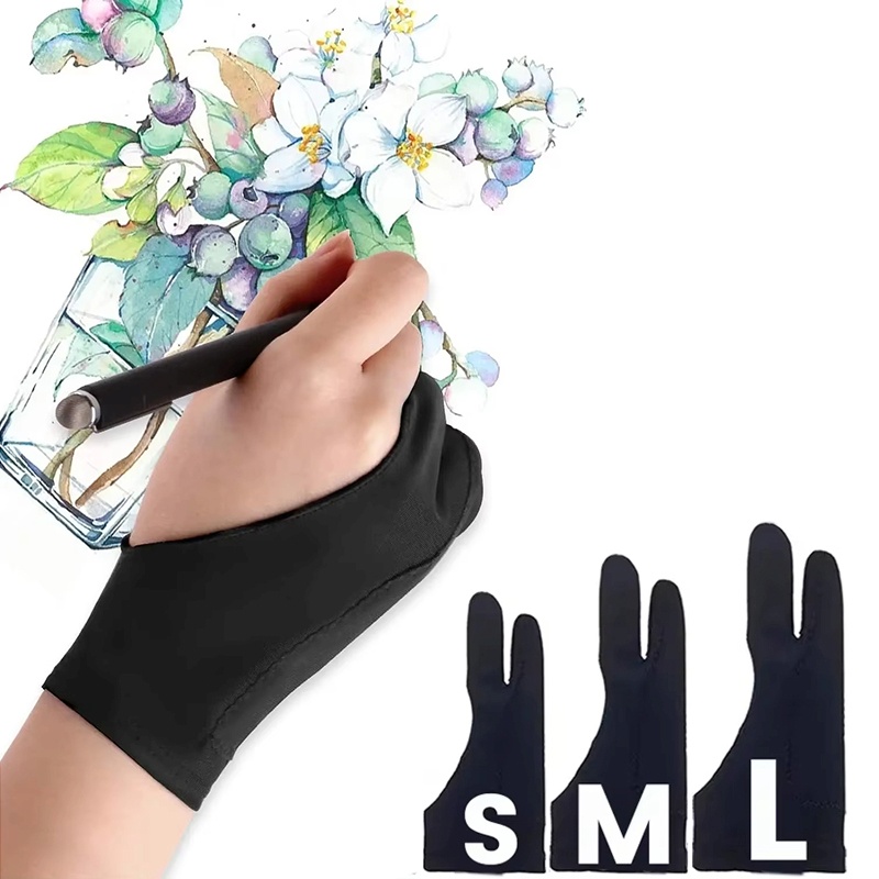 Drawing Glove Artist - S/M/L Zwei-Finger-Zeichenhandschuhe, Anti-Touch, Anti-Schmutz, für Tablet,