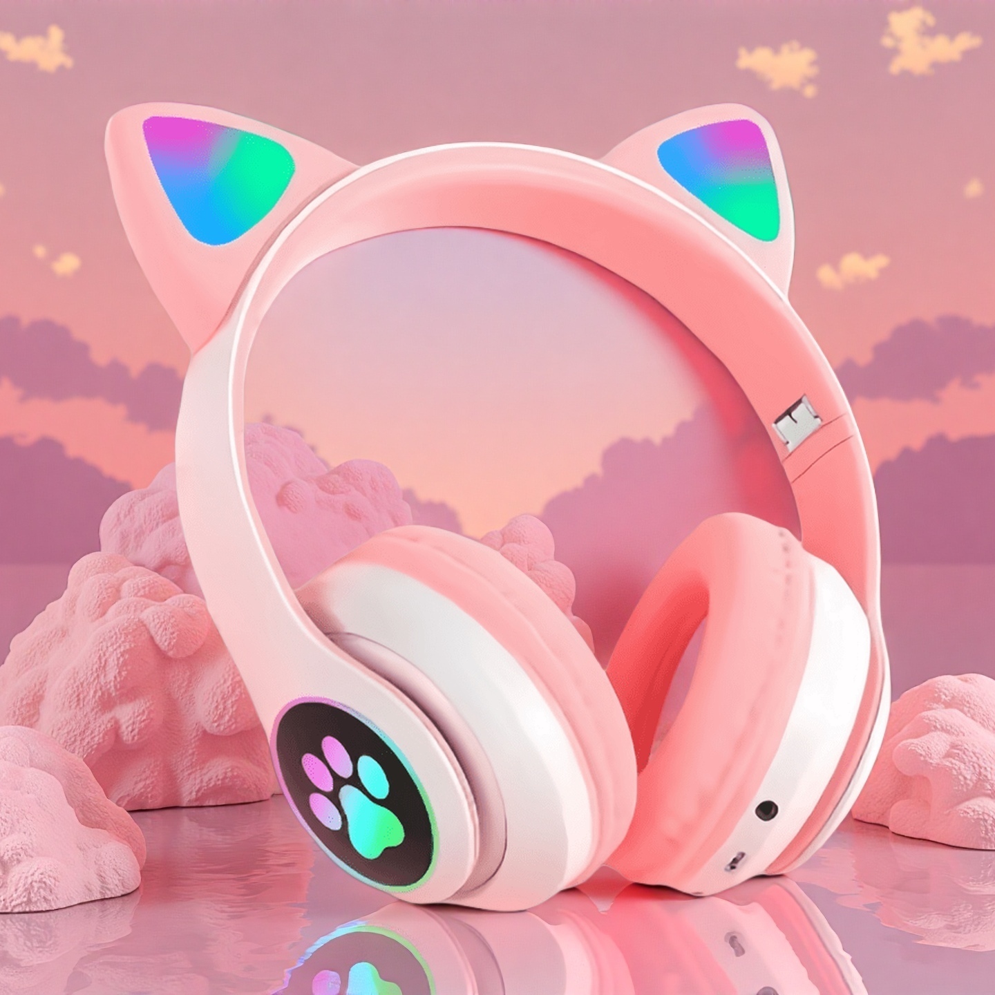 Wired Earphone Lightning - Neue Blitzlicht Nette Katze Ohren Drahtlose